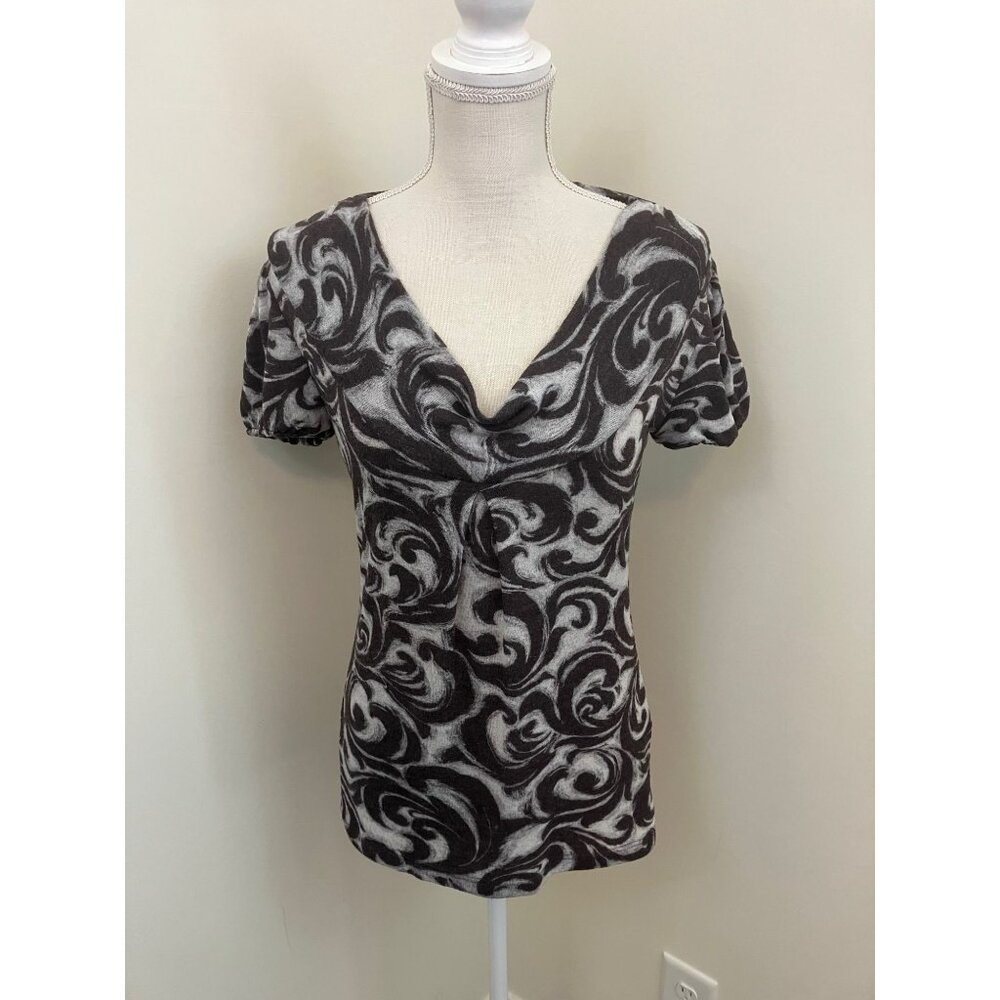 Honey Punch Black Gray Print Short Sleeve Size Medium